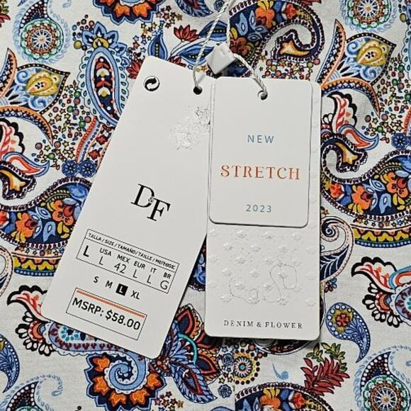 DENIM & FLOWER Men's Shirt NWT - Size Large - Paisley Print - Picture 3 of 4